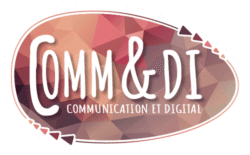 Logo contour blanc Comm&Di - Communication et Digital